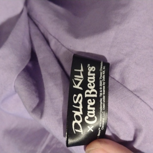 DOLLS kill x Care Bears Lilac Corduroy Pinafore Romper Mini Dress - Picture 9 of 12